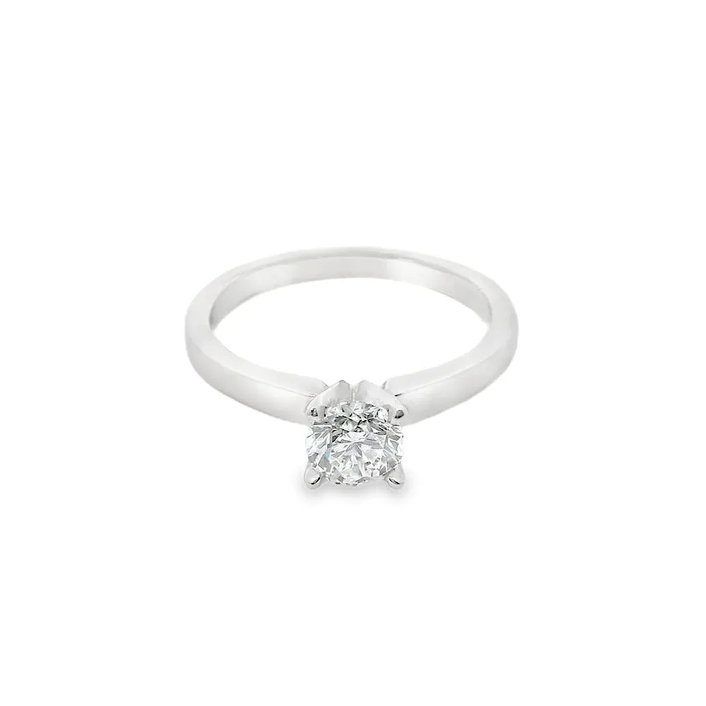 0.51ct Round Canadian Diamond 4-prongs Solitaire Engagement Ring 14k White Gold