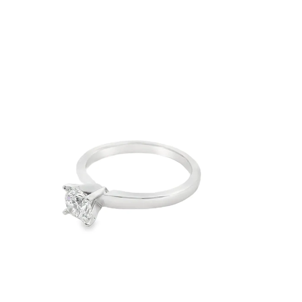 0.51ct Round Canadian Diamond 4-prongs Solitaire Engagement Ring 14k White Gold