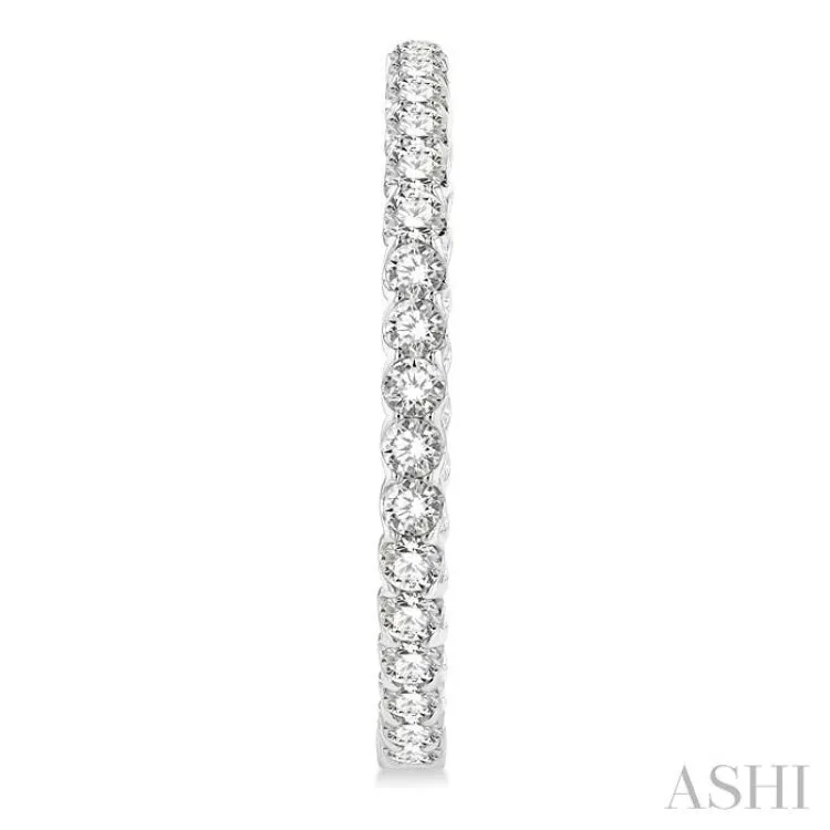 10.00 ctw Inside-Out Round Cut Diamond 1 1/2 Inch Hoop Earrings in 14K White Gold