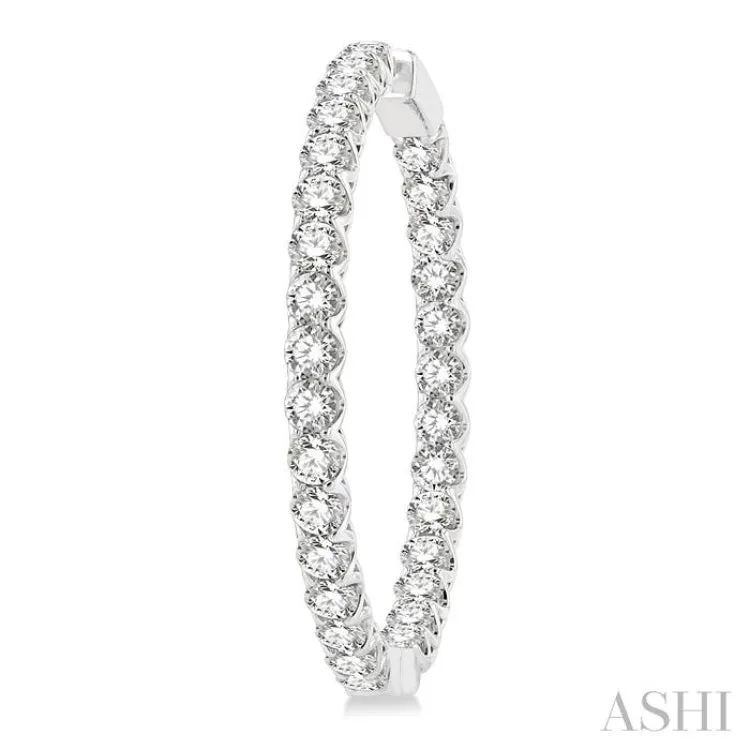 10.00 ctw Inside-Out Round Cut Diamond 1 1/2 Inch Hoop Earrings in 14K White Gold