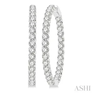 10.00 ctw Inside-Out Round Cut Diamond 1 1/2 Inch Hoop Earrings in 14K White Gold