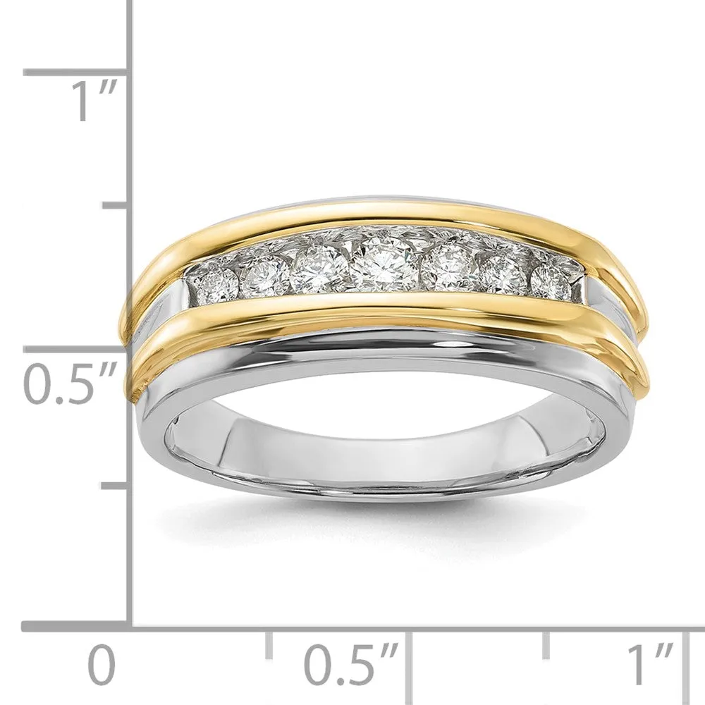 10k White Gold 1/2 Ct Lab Grown Diamond Seven Stone Men's Ring