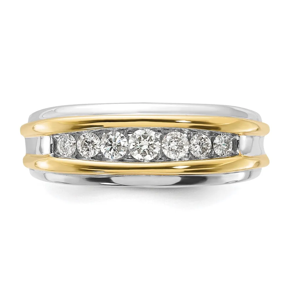 10k White Gold 1/2 Ct Lab Grown Diamond Seven Stone Men's Ring