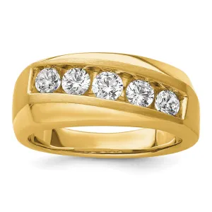 10k Yellow Gold Lab Grown Diamond 5-Stone Band Ring 1Ct Clarity- VS Color- G-H