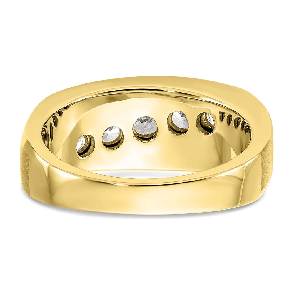 10k Yellow Gold Lab Grown Diamond 5-Stone Band Ring 1Ct Clarity- VS Color- G-H