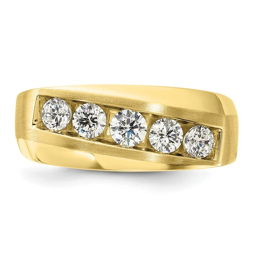 10k Yellow Gold Lab Grown Diamond 5-Stone Band Ring 1Ct Clarity- VS Color- G-H