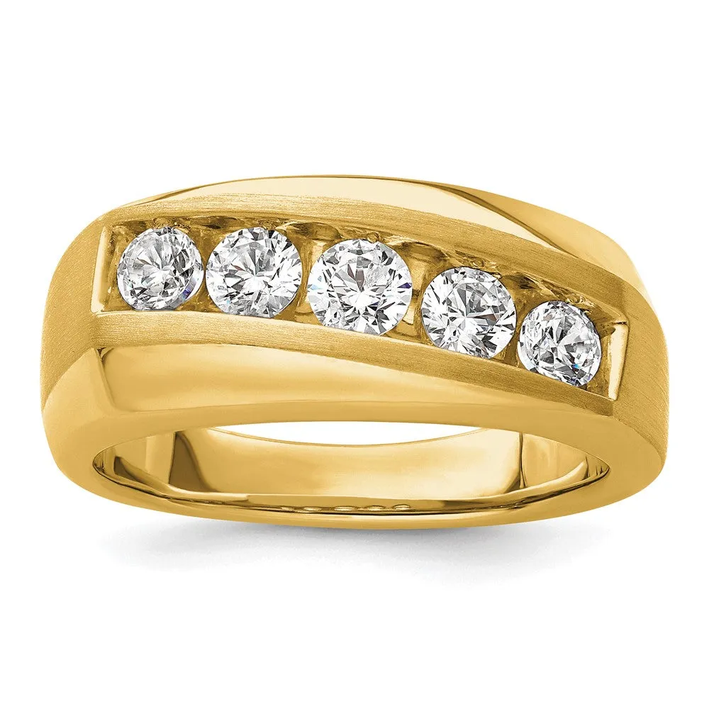 10k Yellow Gold Lab Grown Diamond 5-Stone Band Ring 1Ct Clarity- VS Color- G-H