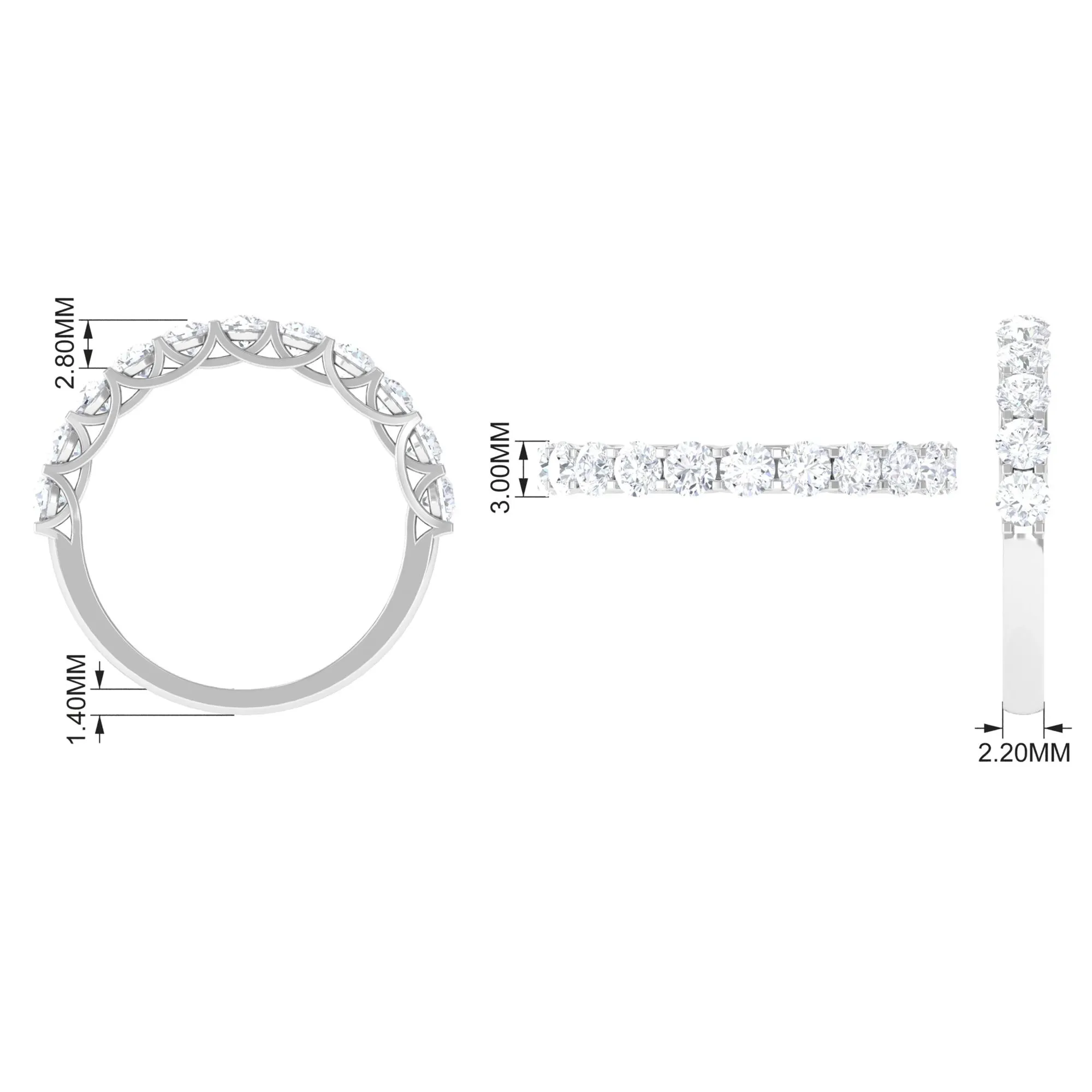 1.25 CT Zircon Half Eternity Ring