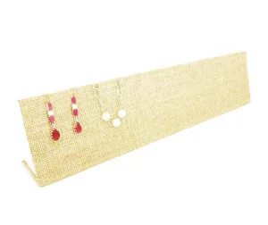 12"W x1 3/4"Dx 2 3/4"H Beige Burlap earring necklace Display