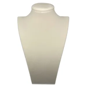 13" Beige Velvet Necklace Bust Display