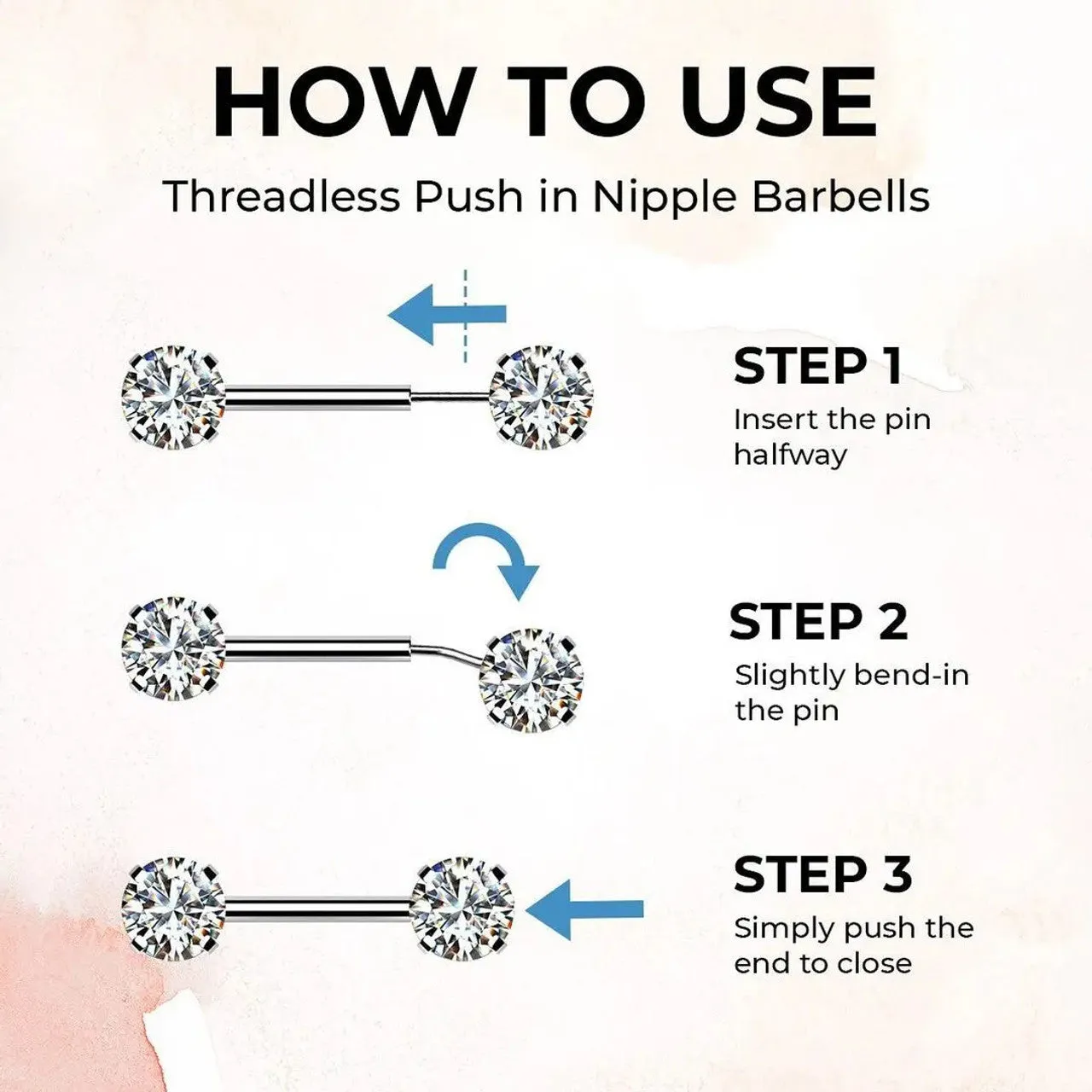 14 Karat Solid Gold Nipple Ring Barbell 14 Gauge & Threadless Round CZ