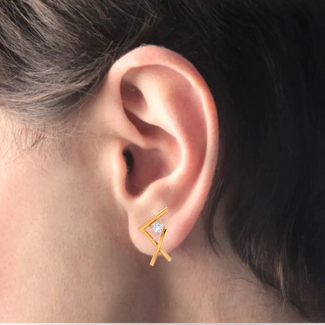 14k Criss-cross Gold Earrings With American Diamonds