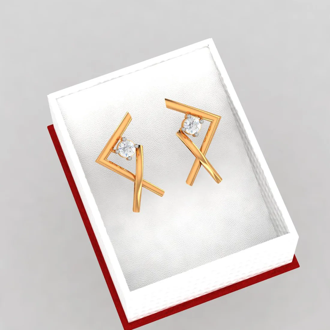 14k Criss-cross Gold Earrings With American Diamonds