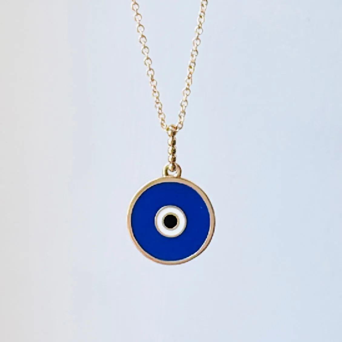 14K Enamel Evil Eye Pendant