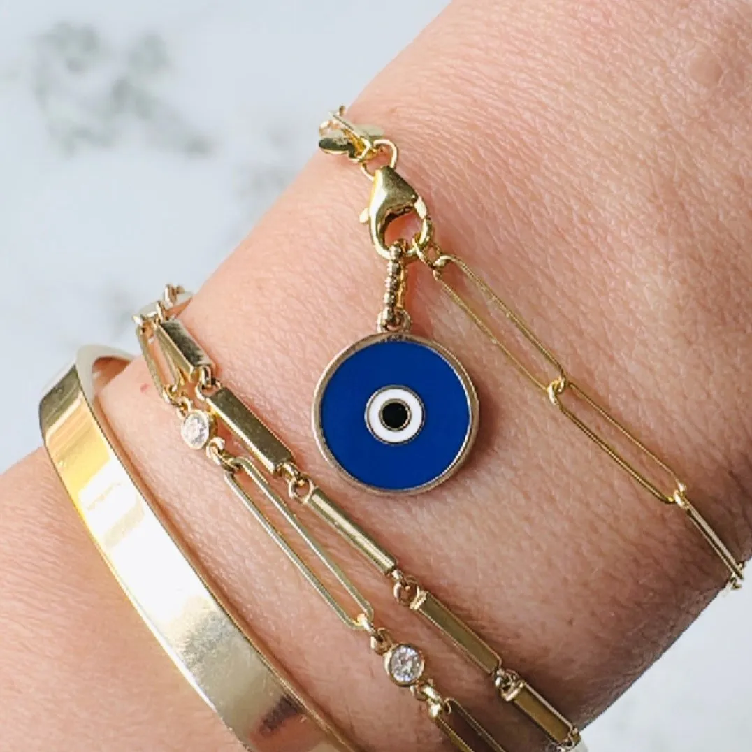 14K Enamel Evil Eye Pendant