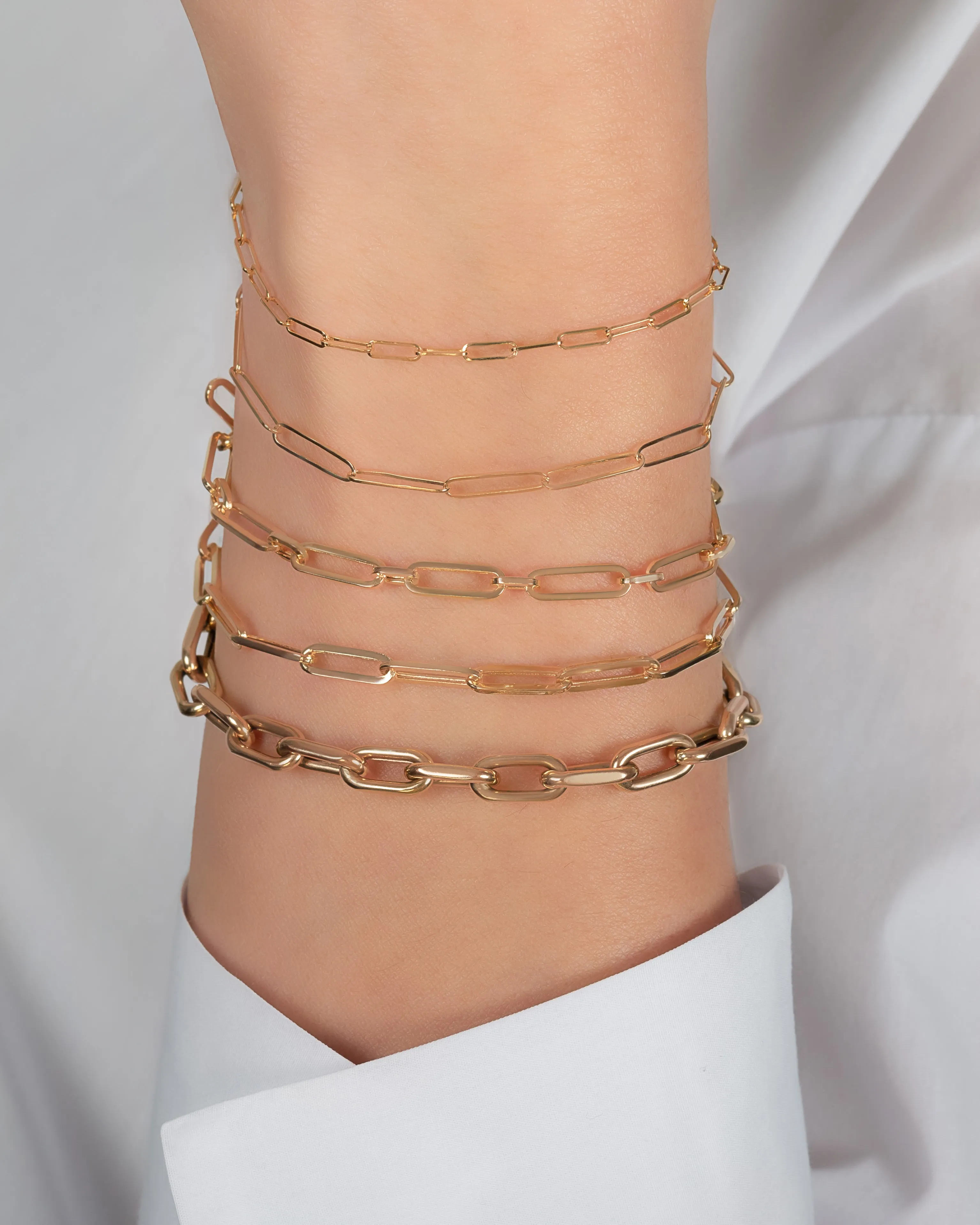 14k Gold Extra Large Paper Clip Chain Bracelet