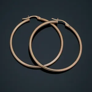 14k Rose Gold Hoop Earrings (35 mm)