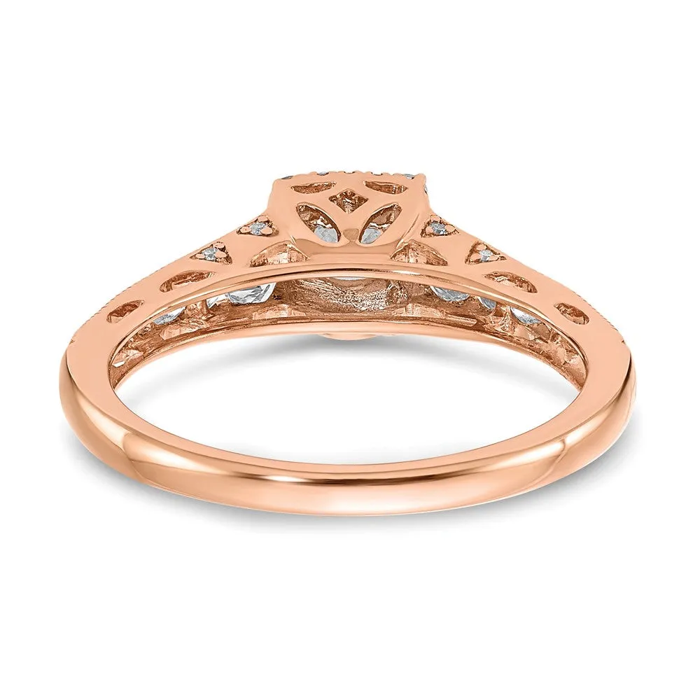 14k Rose Gold Lab Grown Diamond Engagement Ring 0.9Ct Clarity- VS Color- G-H