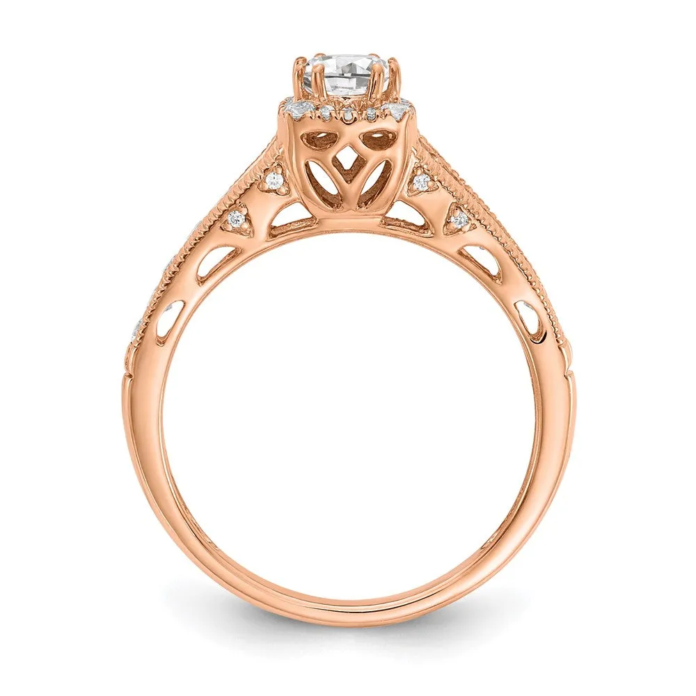 14k Rose Gold Lab Grown Diamond Engagement Ring 0.9Ct Clarity- VS Color- G-H
