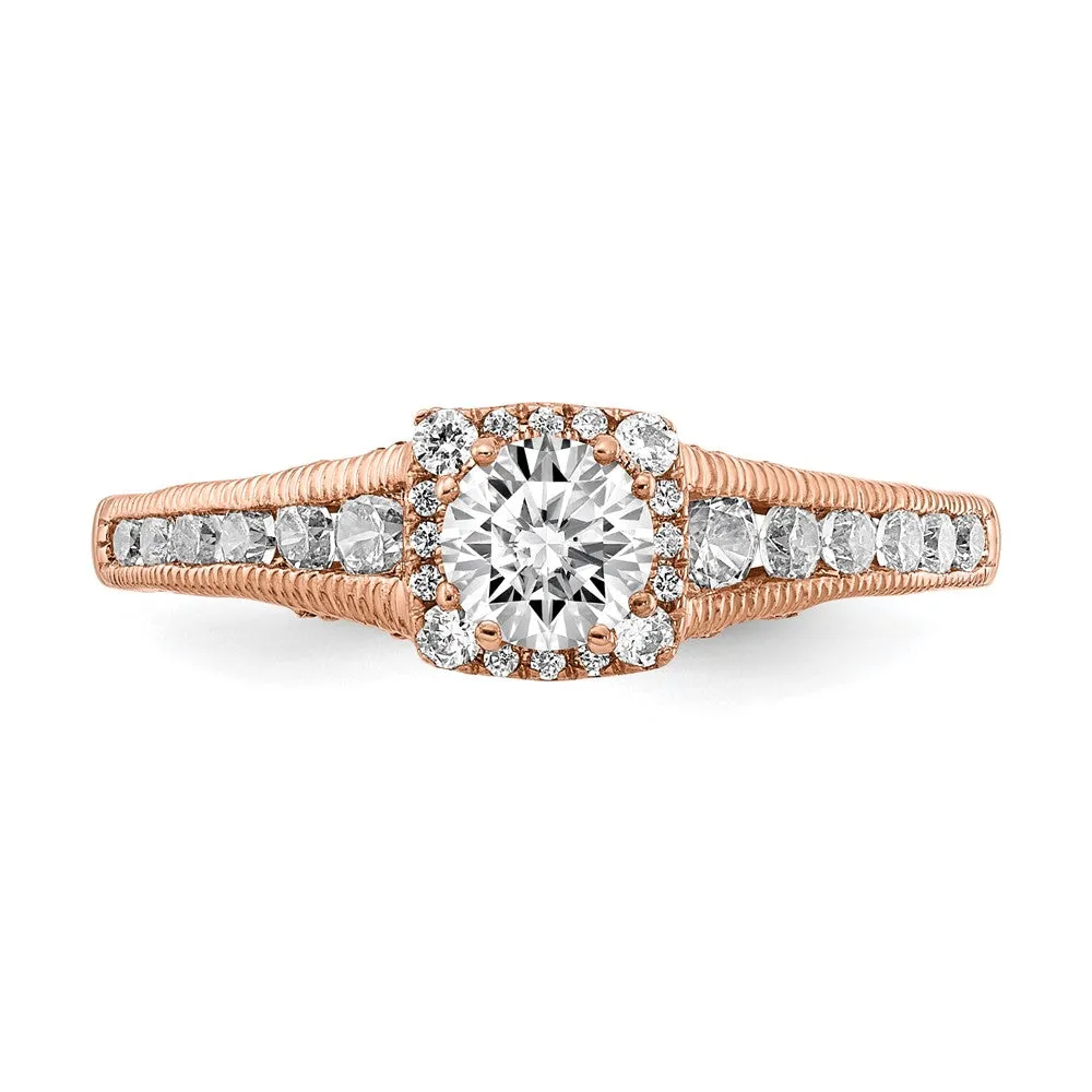 14k Rose Gold Lab Grown Diamond Engagement Ring 0.9Ct Clarity- VS Color- G-H