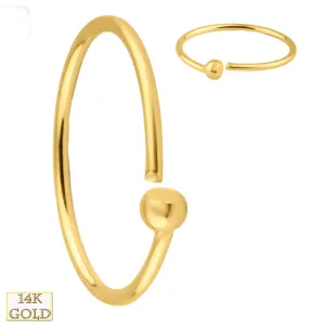 14k Solid Gold Fixed Bead Hoops Piercing Twist to Open