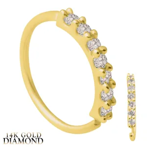 14k Solid Gold with 7 Lab Diamond Hoop Piercing