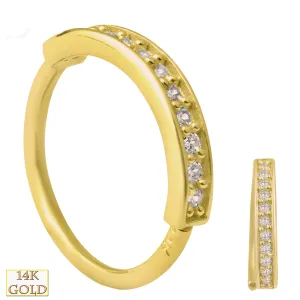 14k Solid Yellow Gold with 11 Zircon Hoop Piercing
