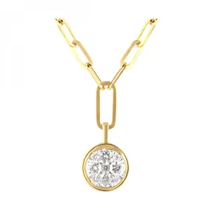 14K Two Tone Gold 0.36ctw Diamond Cluster Drop Necklace