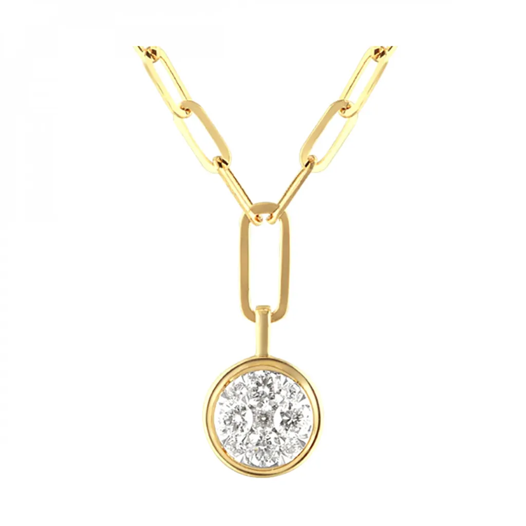 14K Two Tone Gold 0.36ctw Diamond Cluster Drop Necklace