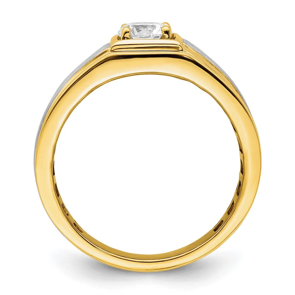 14k Two-tone Lab Grown Diamond Wedding Band Ring 3/4Ct Clarity- VS Color- G-H