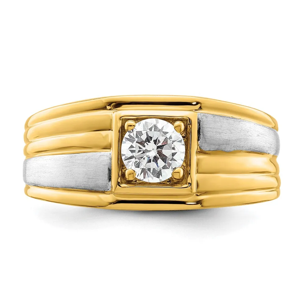 14k Two-tone Lab Grown Diamond Wedding Band Ring 3/4Ct Clarity- VS Color- G-H