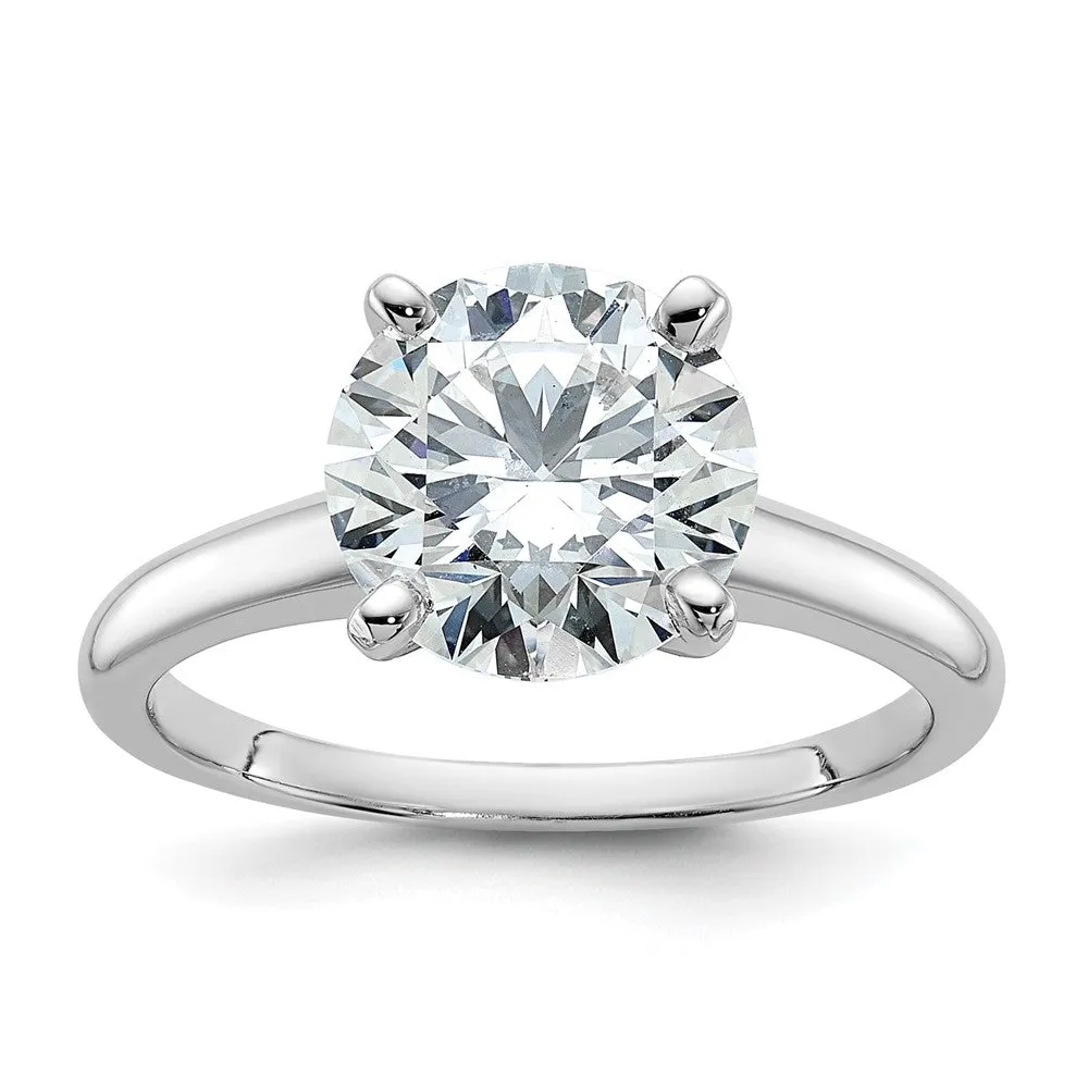 14k White Gold 3 Ct Lab Grown Diamond Solitaire Engagement Ring