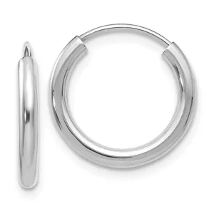 14k White Gold Endless Hoop Earrings (2mm), All Sizes