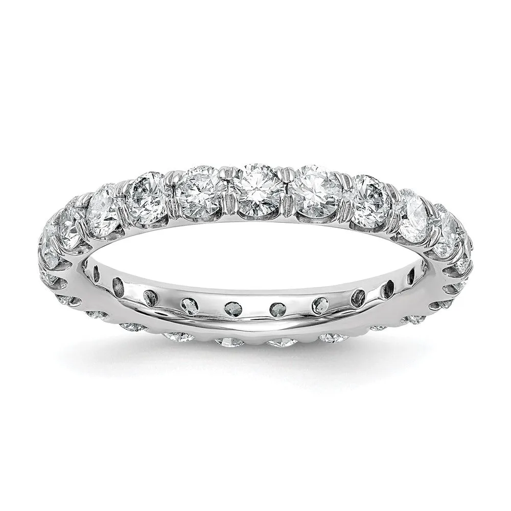 14k White Gold Lab Grown Diamond Eternity Wedding Band Ring 2Ct Clarity- VS Color- D-E
