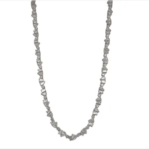 14k White Gold Mixed Cut Diamond Necklace