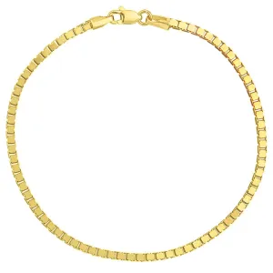 14K Yellow Gold 2mm Box Chain Bracelet with Lobster Lock, 7.25"