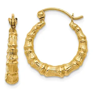 14k Yellow Gold Bamboo Hoop Earrings, All Sizes