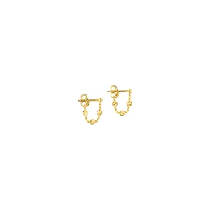 14K Yellow Gold Beaded Chain Drop Earrings by Midas Chain