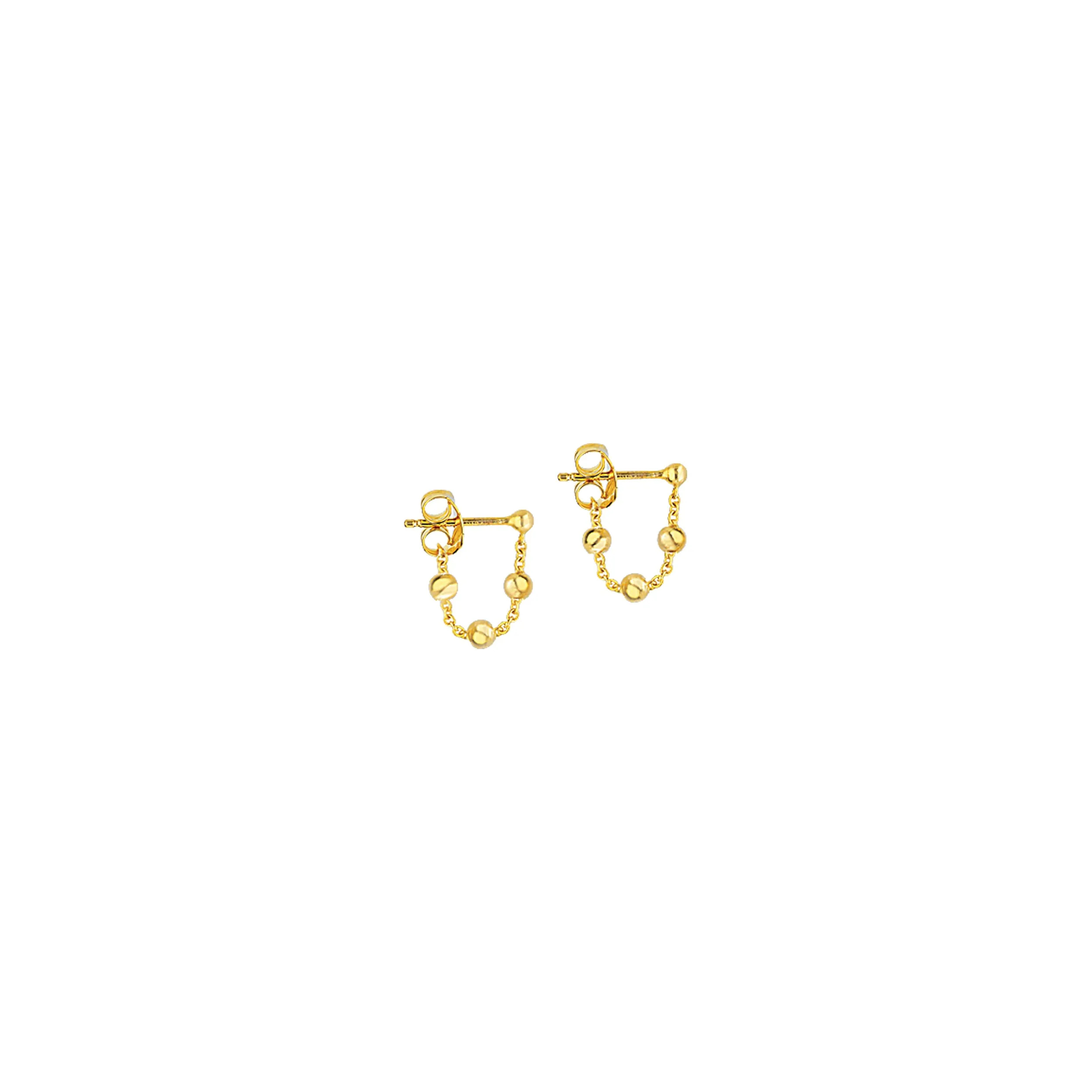 14K Yellow Gold Beaded Chain Drop Earrings by Midas Chain