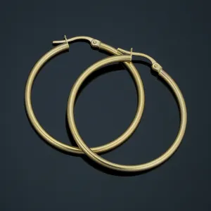 14k Yellow Gold Hoop Earrings (2x30 mm)