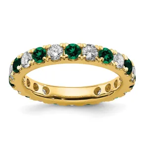 14k Yellow Gold Lab Grown Diamond & Emerald Eternity Wedding Band Ring 1.2Ct Clarity- VS Color- G-H