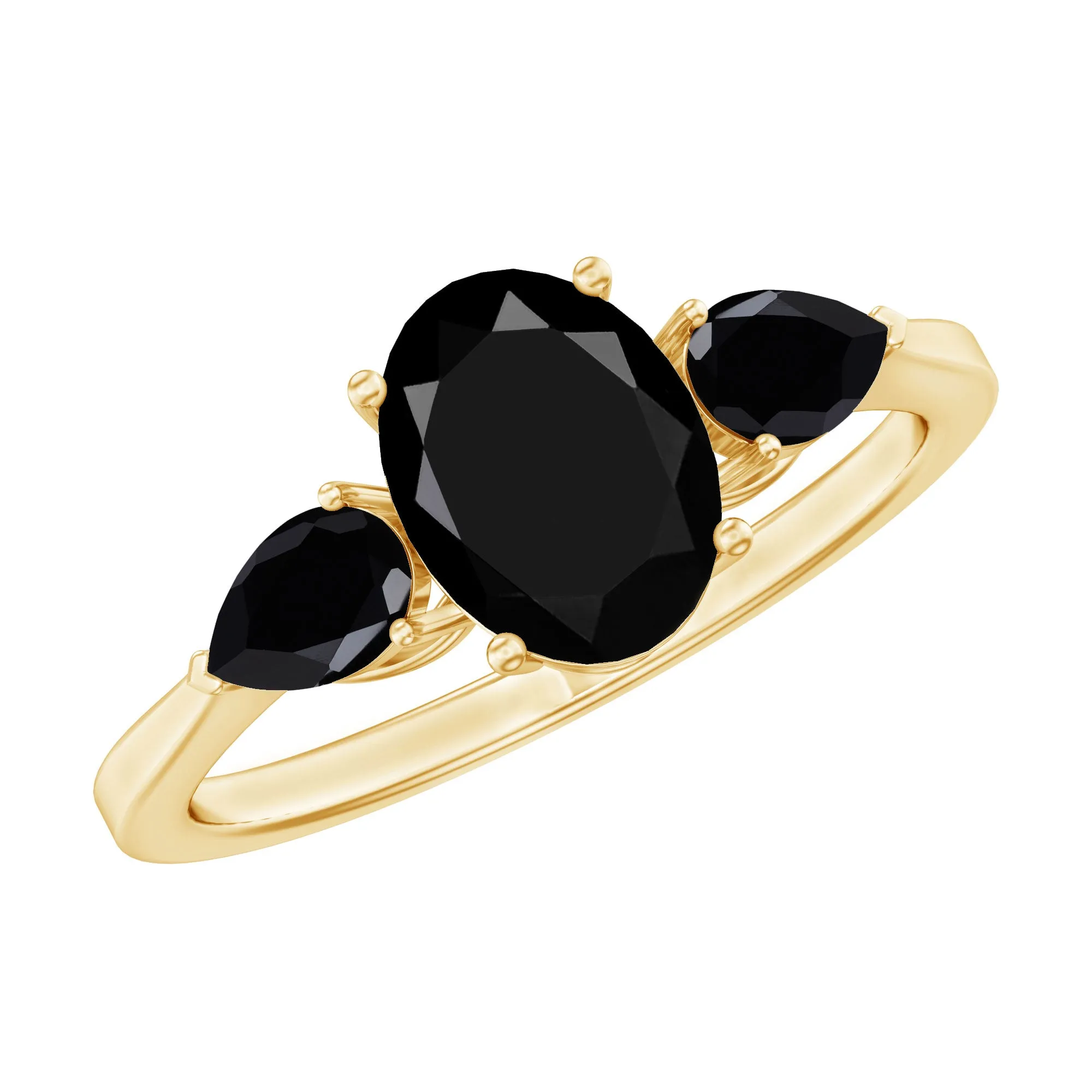 1.50 CT Three Stone Black Onyx Ring