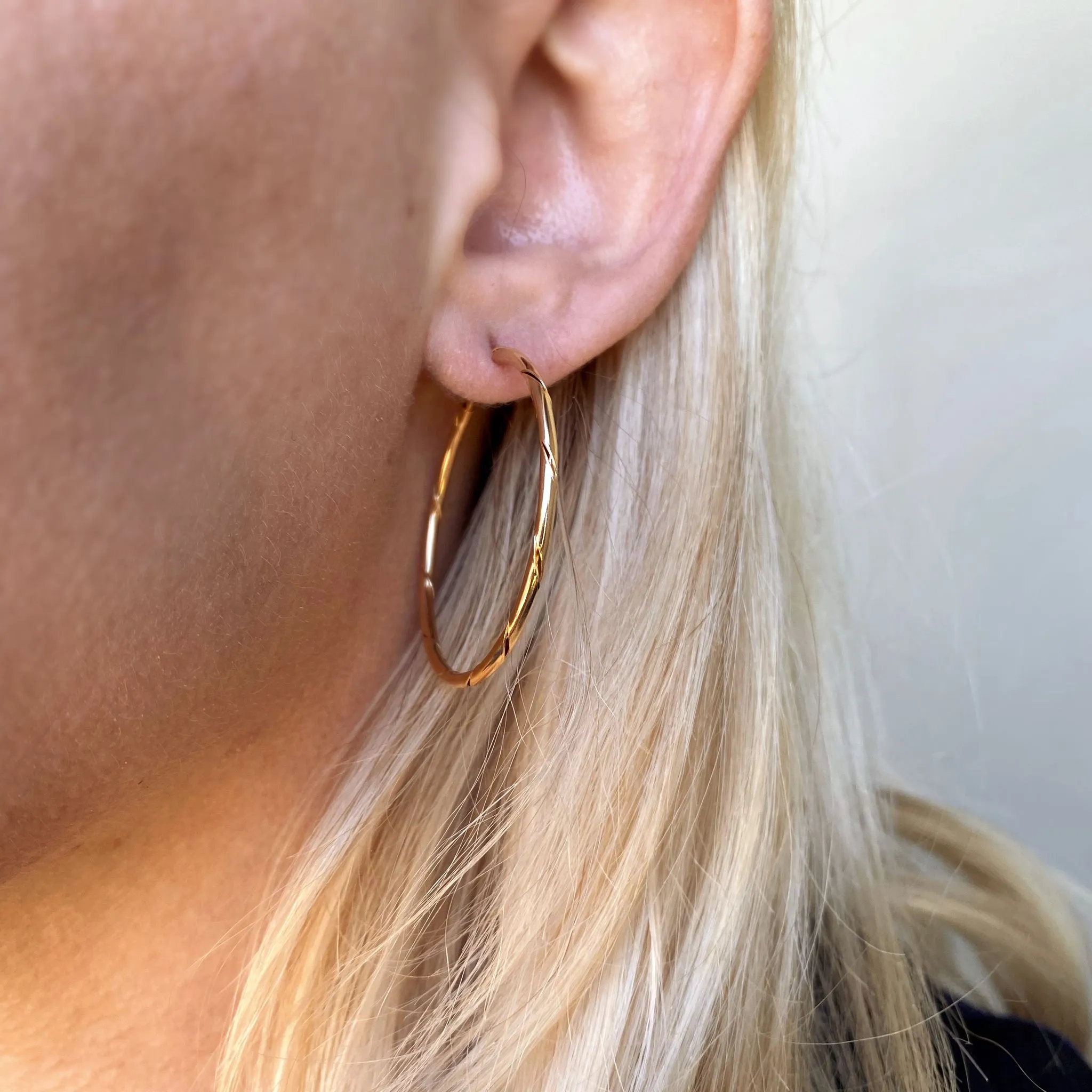 18k Gold Filled Continuous Twisted Tube Hoop Earrings Endless Style