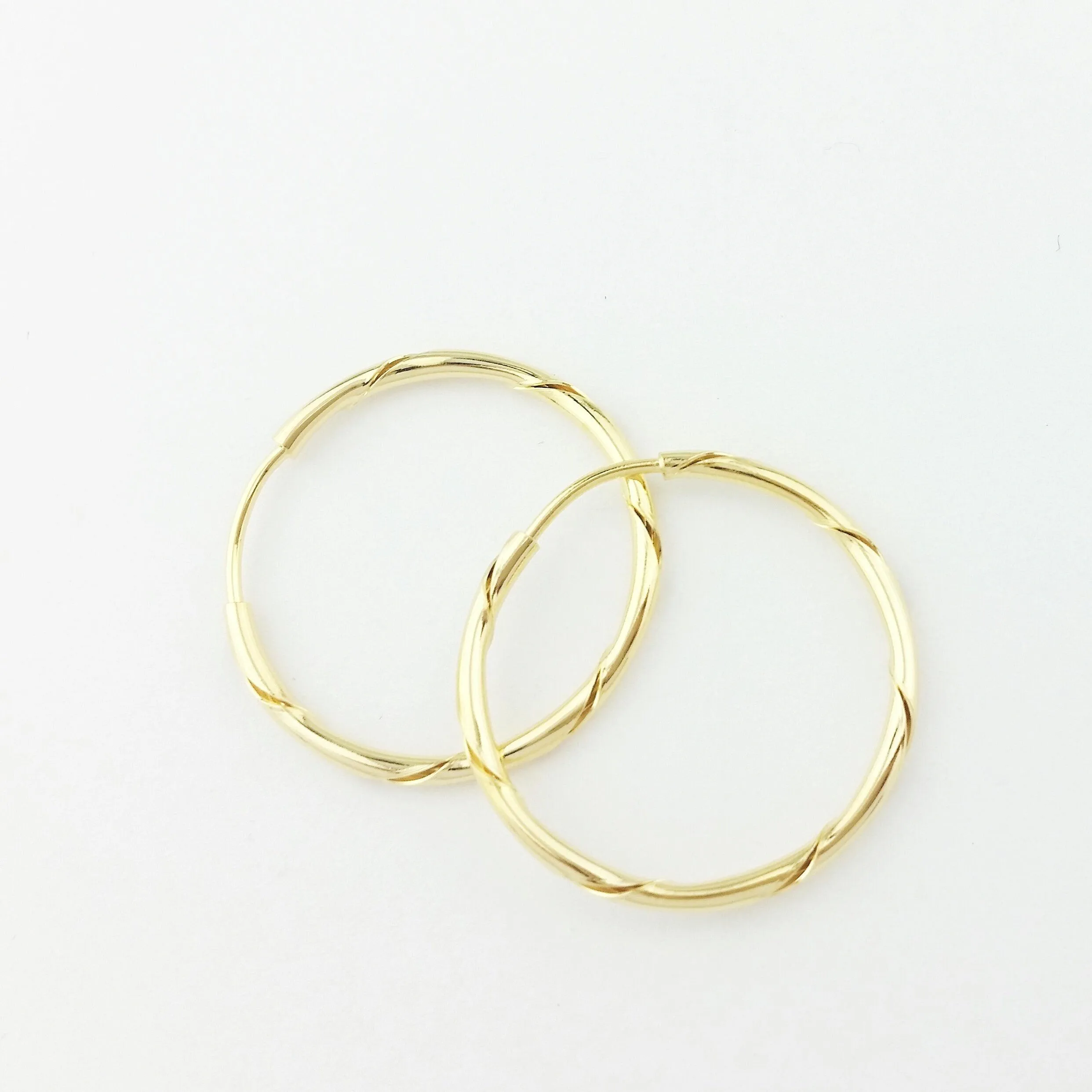 18k Gold Filled Continuous Twisted Tube Hoop Earrings Endless Style