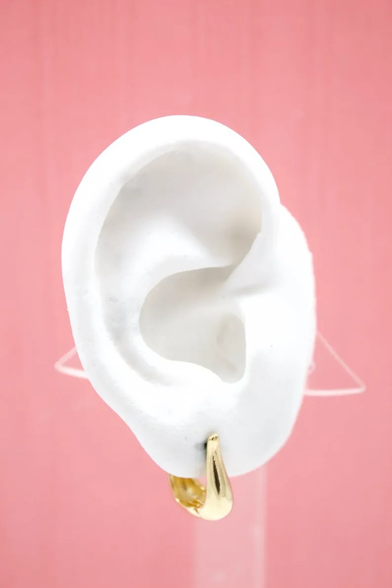 18K Gold Filled Earrings U Shaped Earrings Thick Linked Hoops Minimalist Trendy Huggies Earrings (L74A)