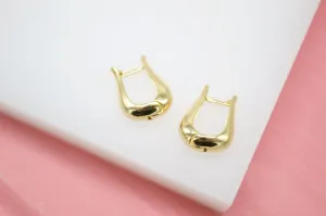 18K Gold Filled Earrings U Shaped Earrings Thick Linked Hoops Minimalist Trendy Huggies Earrings (L74A)