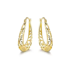 18K Gold Plated Filigree Hoop Earrings