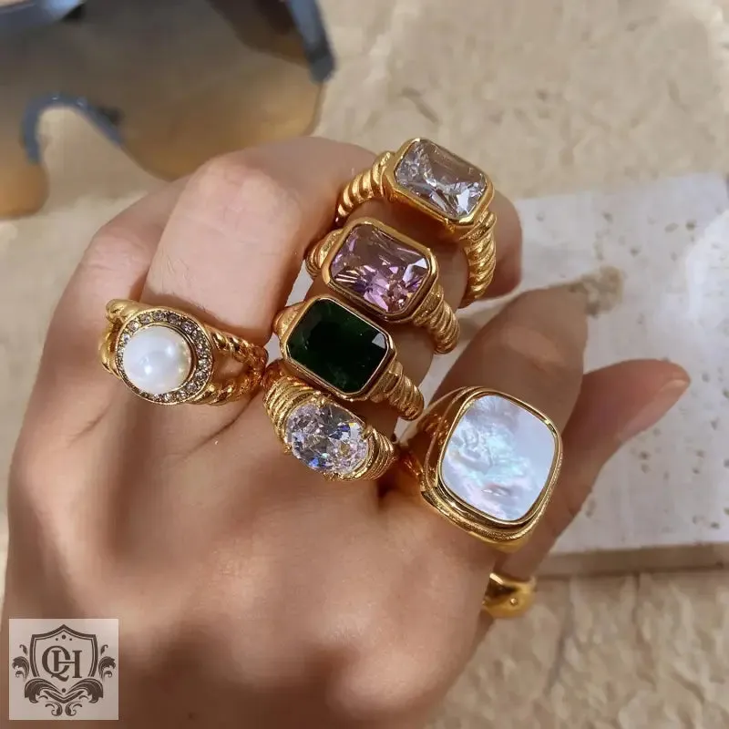 18K Gold-Plated Zircon Rings