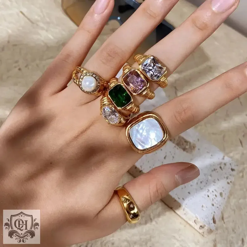 18K Gold-Plated Zircon Rings