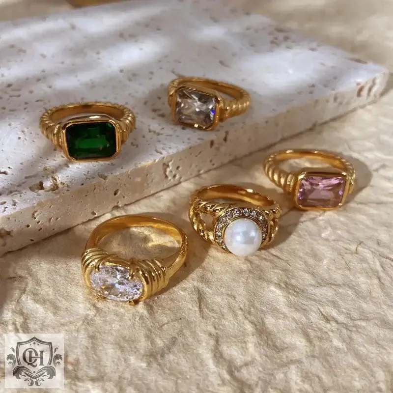 18K Gold-Plated Zircon Rings